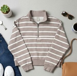 Danskin Striped Quarter-Zip Pullover - XL